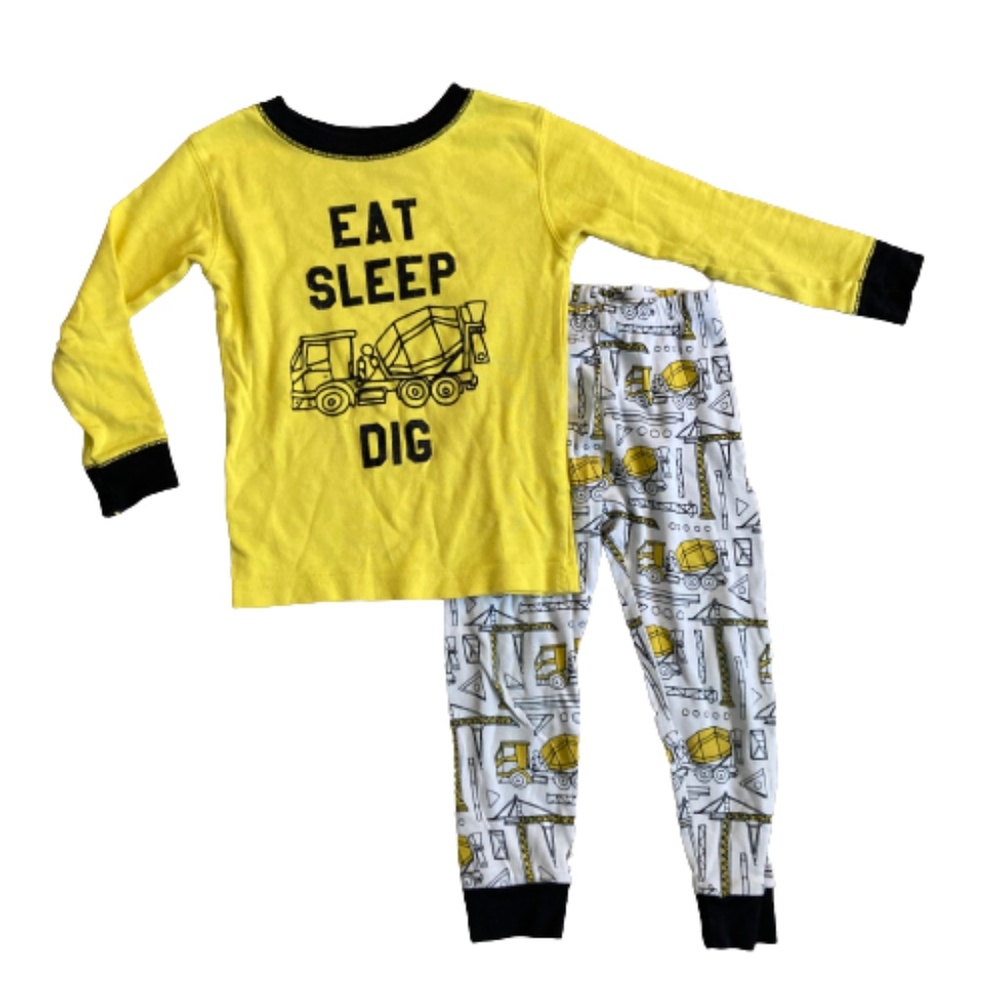KOALA KIDS PAJAMA SET top and pants construction yellow black matching